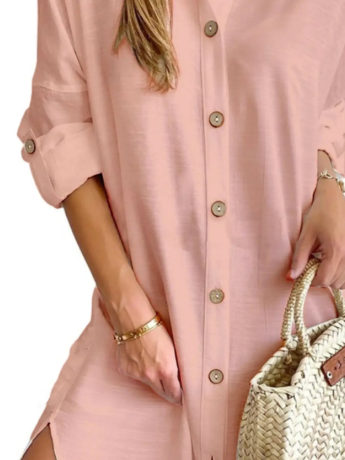 Button Down Long Sleeve Shirt Dress