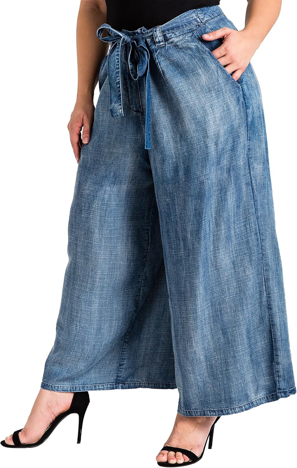 Standards & Practices Women’s Plus Size Tencel Denim Wide-Leg Palazzo Pants