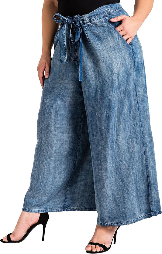 Standards & Practices Women’s Plus Size Tencel Denim Wide-Leg Palazzo Pants