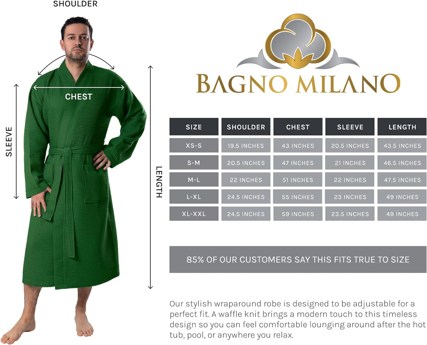 Bagno Milano Men’s 100% Organic Turkish Cotton Terry Bathrobe