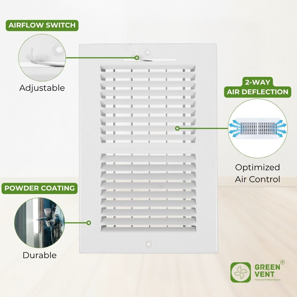 10x6 White Steel 2-Way Air Register, 4-Pack