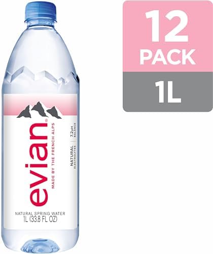 evian Natural Spring Water, 1L Bottles, 12 Pack