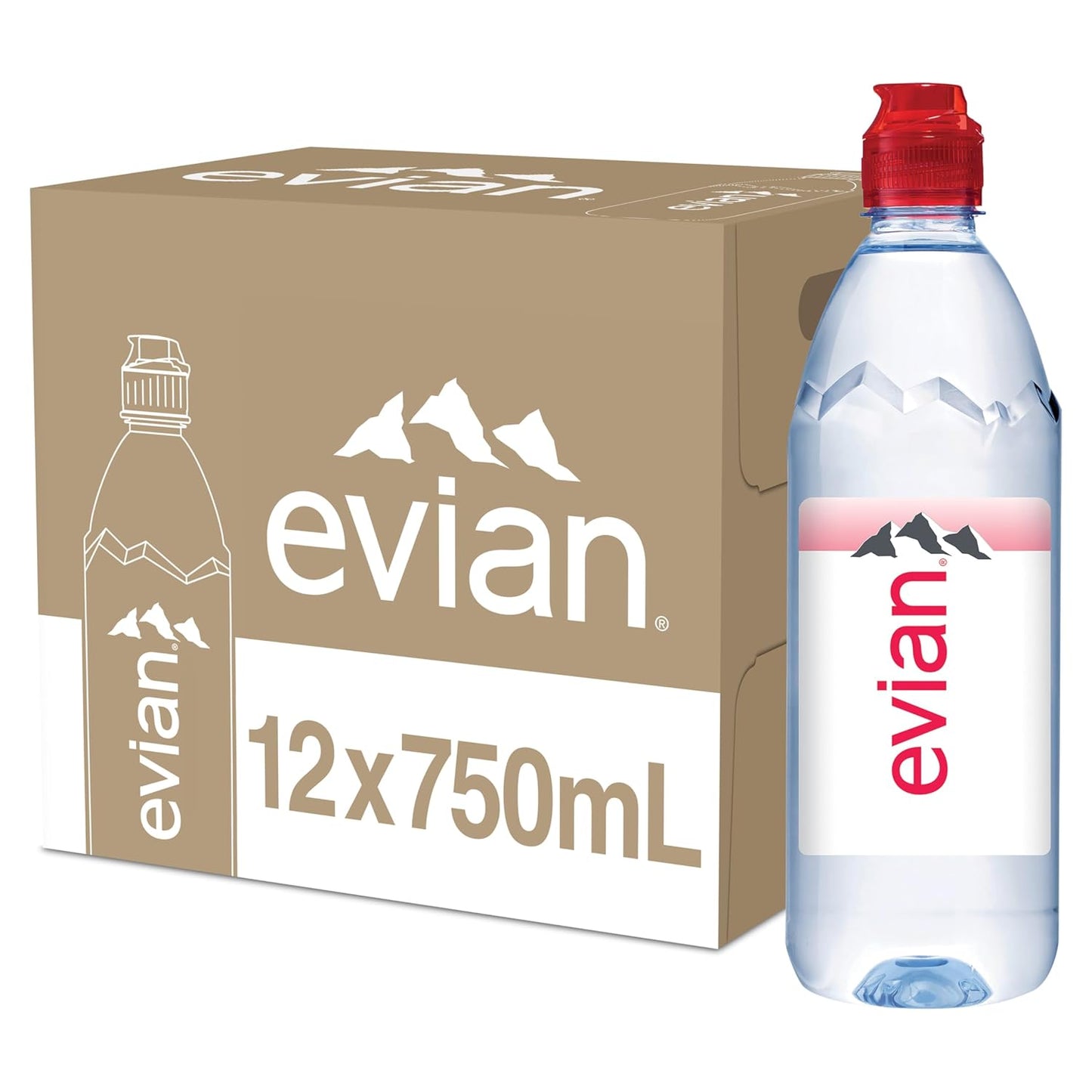 evian Natural Spring Water, 1L Bottles, 12 Pack