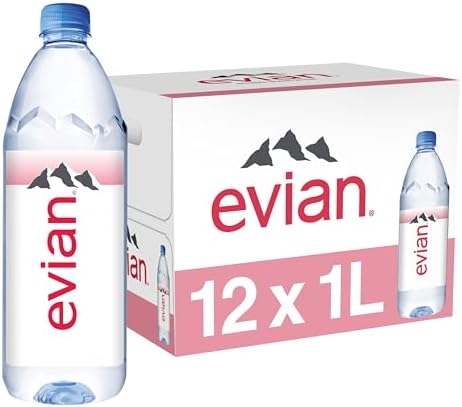 evian Natural Spring Water, 1L Bottles, 12 Pack