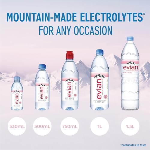 evian Natural Spring Water, 1L Bottles, 12 Pack