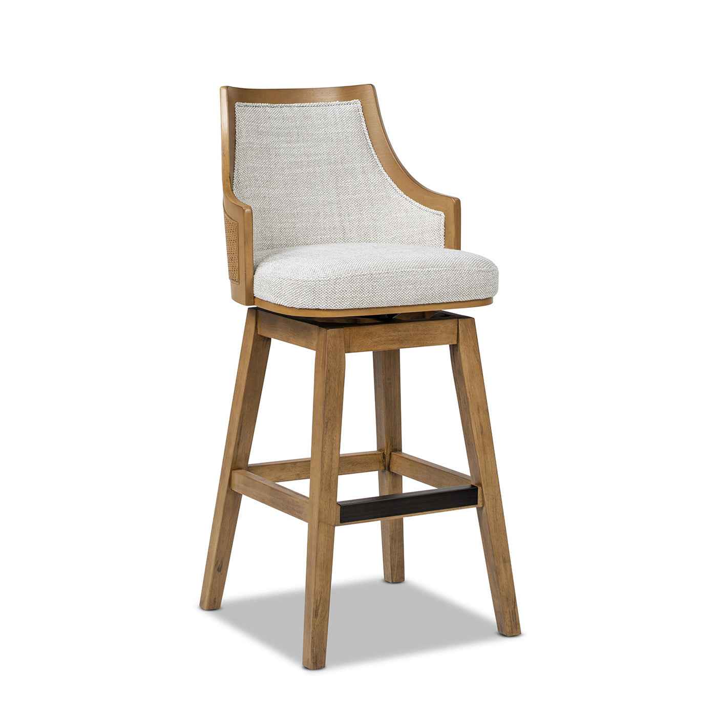 Bahama 30' Cane Rattan High-Back Swivel Bar Stool