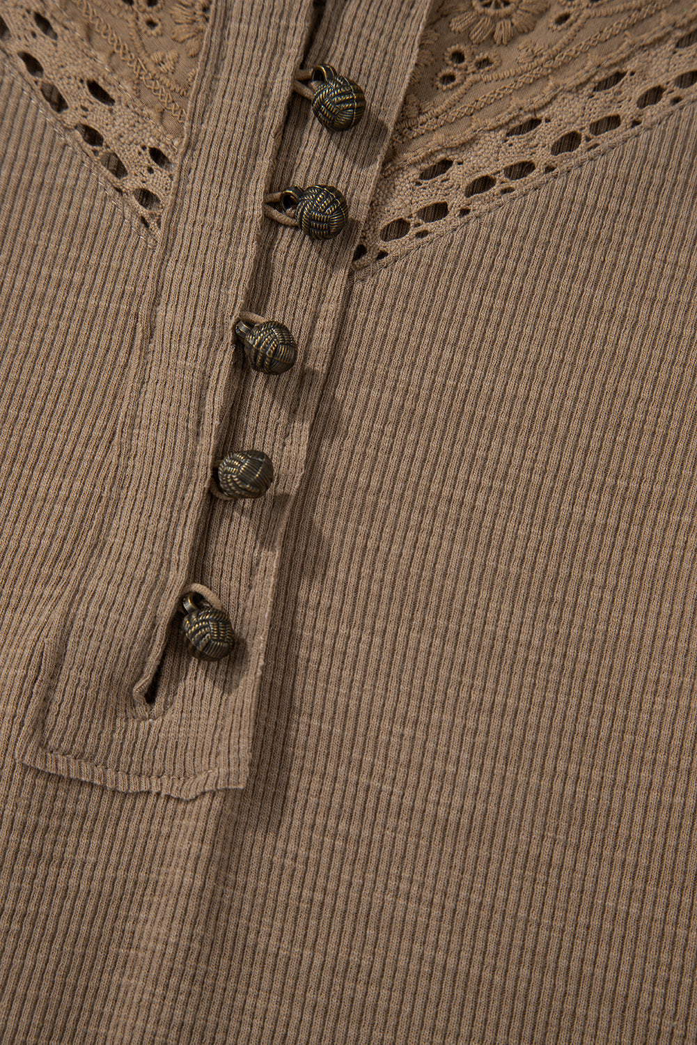 Khaleesi anglaise Broider Ribbed Long Sleeve Top