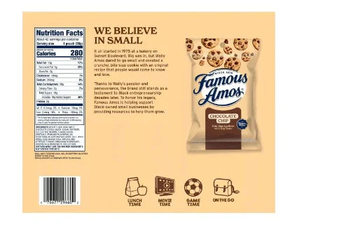 Famous Amos Chocolate Chip Cookies 2 oz, 42 Pack