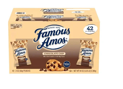 Famous Amos Chocolate Chip Cookies 2 oz, 42 Pack