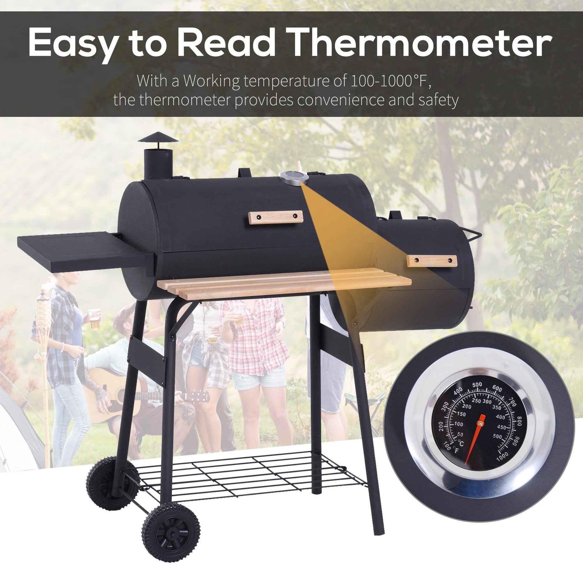 Outsunny 48' Steel Portable Backyard Charcoal BBQ Grill