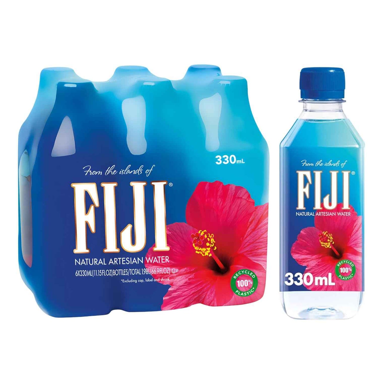 FIJI Natural Artesian Bottled Water 330mL / 11.15 Fl Ounce (Pack of 24) - 100% Natural Electrolytes - NEW