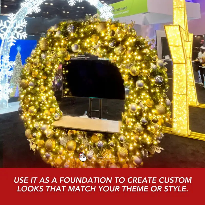 Pre-Decorated Christmas Wreath with Warm White Lights Gold/Silver