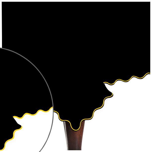 Scallop Embroidery Sateen Cotton Solid Table Cloth - Black