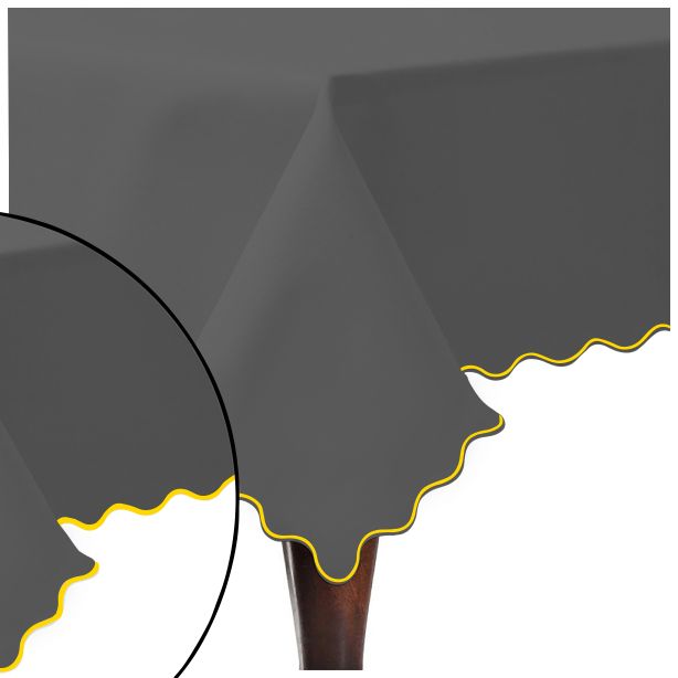 Scallop Embroidery Sateen Cotton Solid Table Cloth - Dark Grey