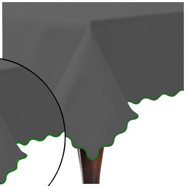 Scallop Embroidery Sateen Cotton Solid Table Cloth - Dark Grey