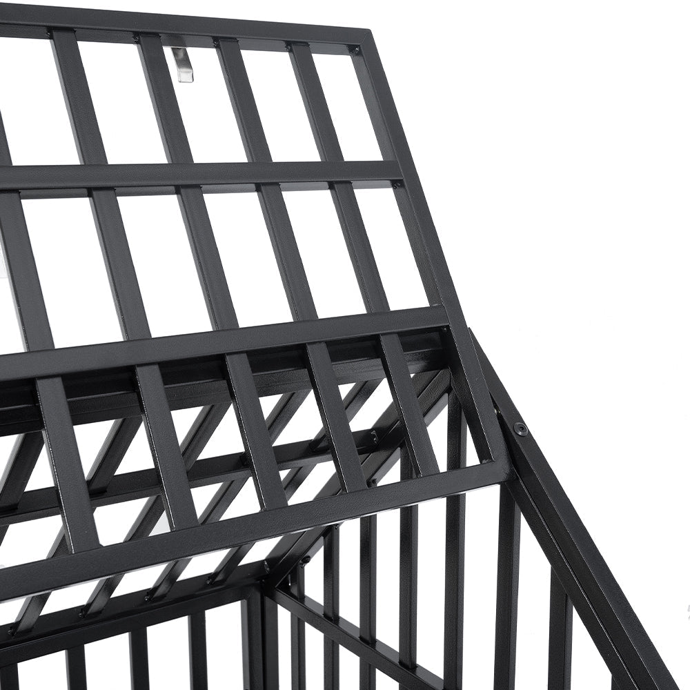 Heavy Duty Carbon Steel Dog Kennel Cage Crate W/ Sloped Roof And Wheels, 48" (SAK73812)