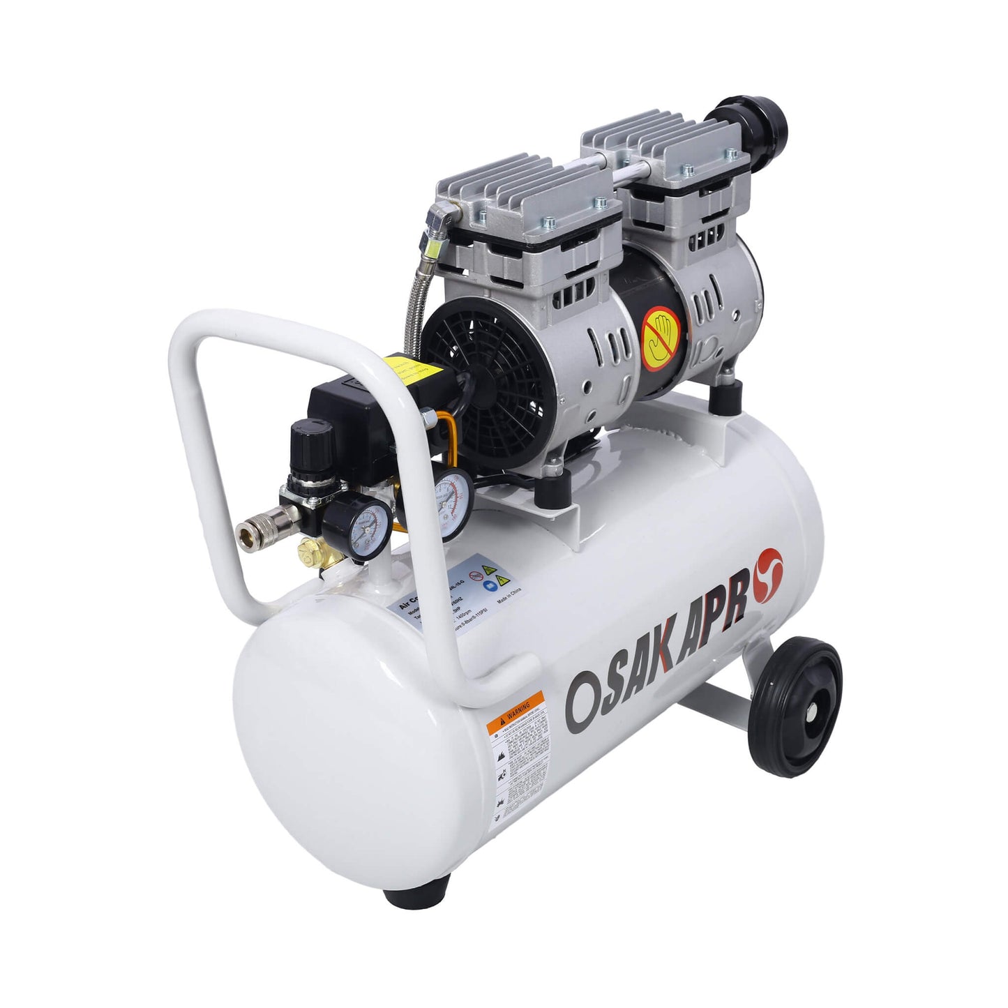 Heavy Duty 1.5/2.5HP Silent Oil-Free Portable Air Compressor With Wheels And Auto Drain (SAK53462)