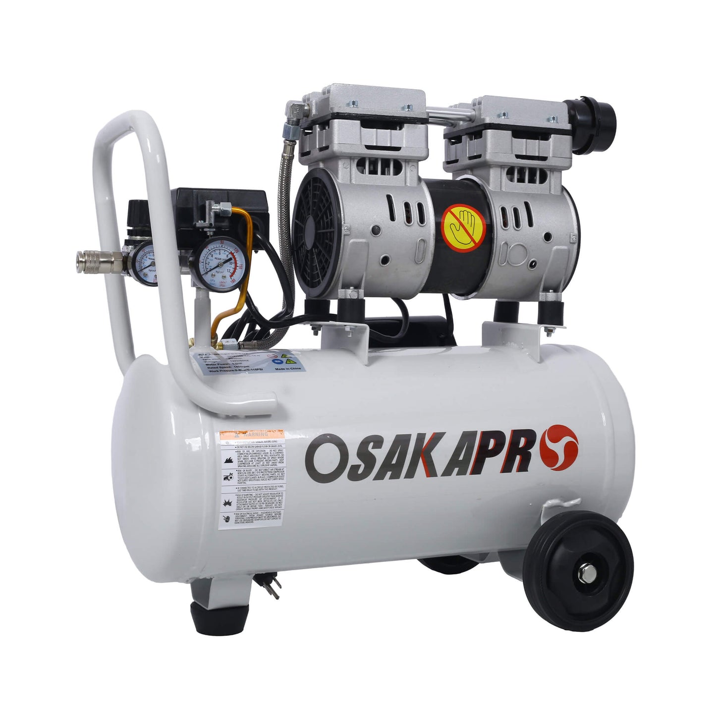 Heavy Duty 1.5/2.5HP Silent Oil-Free Portable Air Compressor With Wheels And Auto Drain (SAK53462)