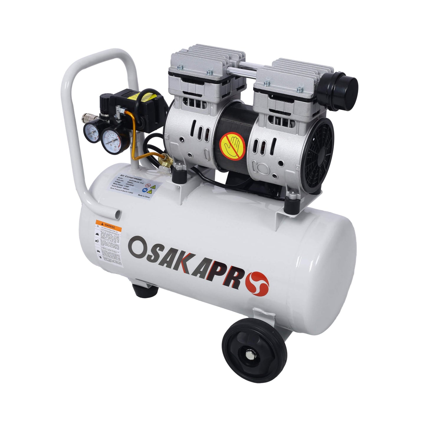 Heavy Duty 1.5/2.5HP Silent Oil-Free Portable Air Compressor With Wheels And Auto Drain (SAK53462)