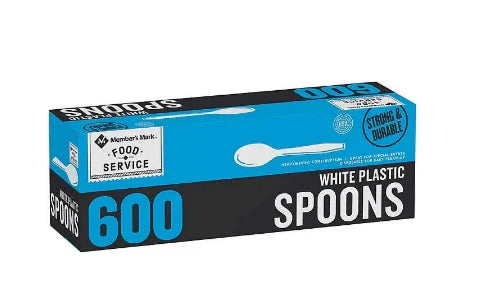 Heavy Duty White Plastic Spoons - 600 Count Bulk (Heavyweight)