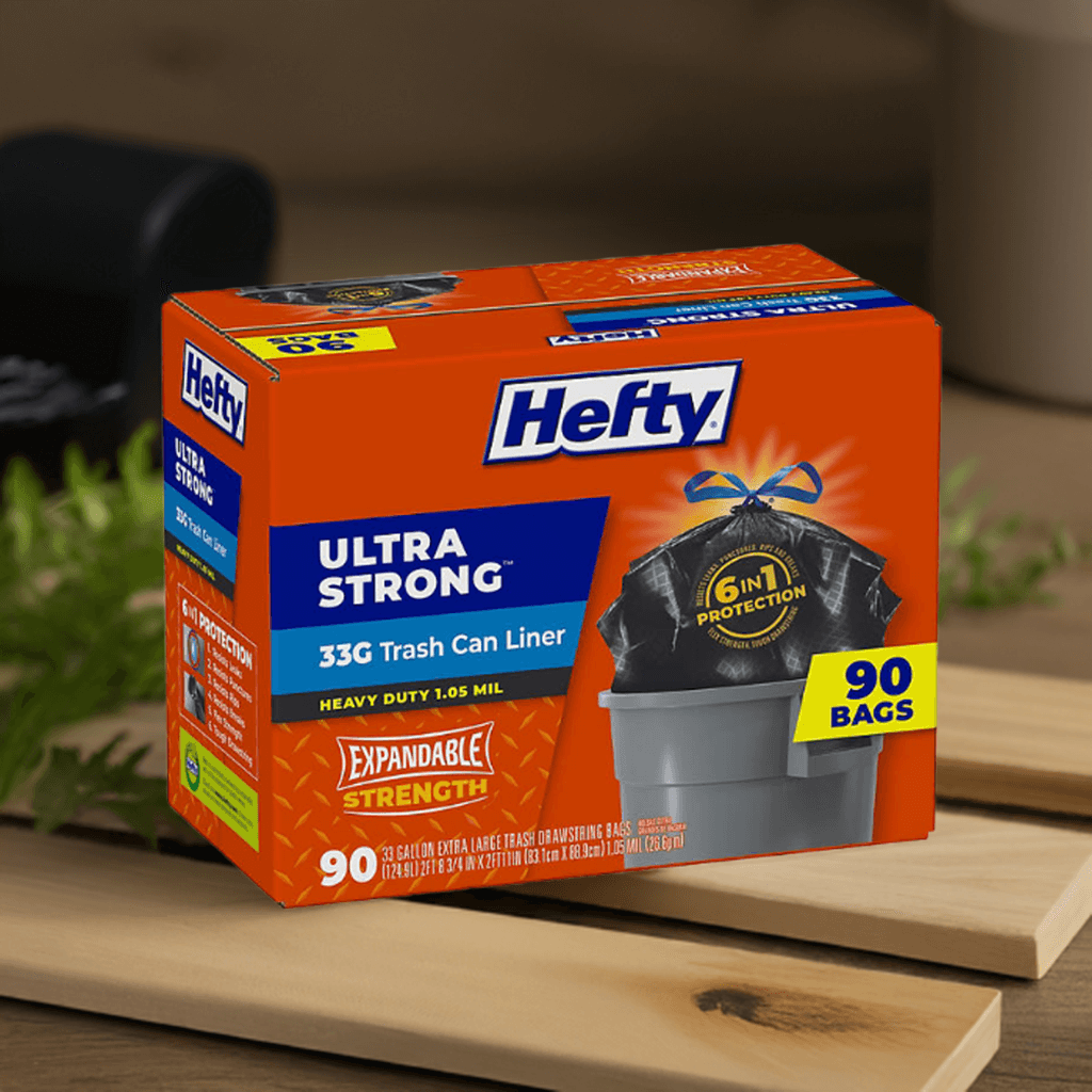 Hefty Ultra Strong Tall Kitchen Trash Bags – 13 Gallon, Drawstring, Unscented