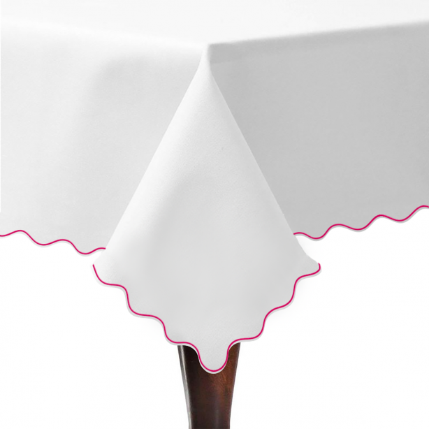 Scallop Embroidery Sateen Cotton Solid Table Cloth