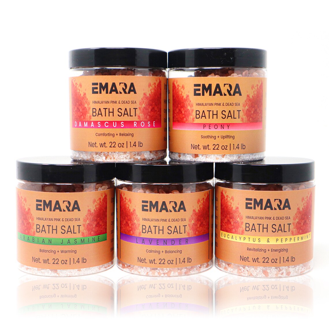 5 Bath Salt Spa Gift Set - Luxury Himalayan Pink and Dead Sea Salt Bath Soak