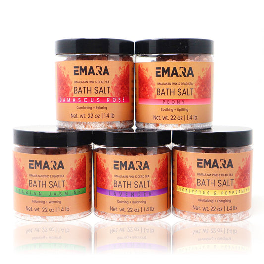 5 Bath Salt Spa Gift Set - Luxury Himalayan Pink and Dead Sea Salt Bath Soak