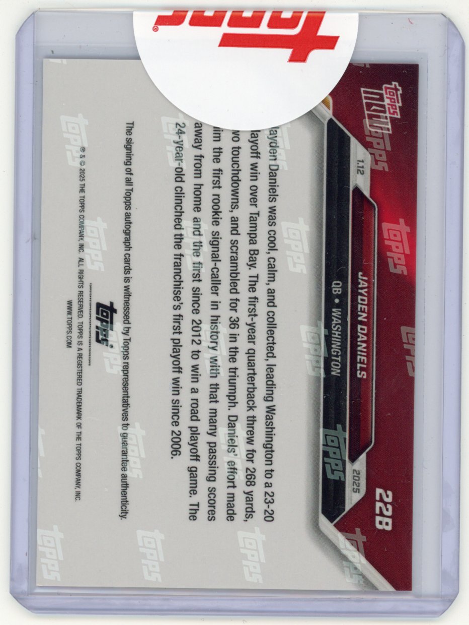 2024 Topps Now Jayden Daniels #22B 1st Playoff Win Orange