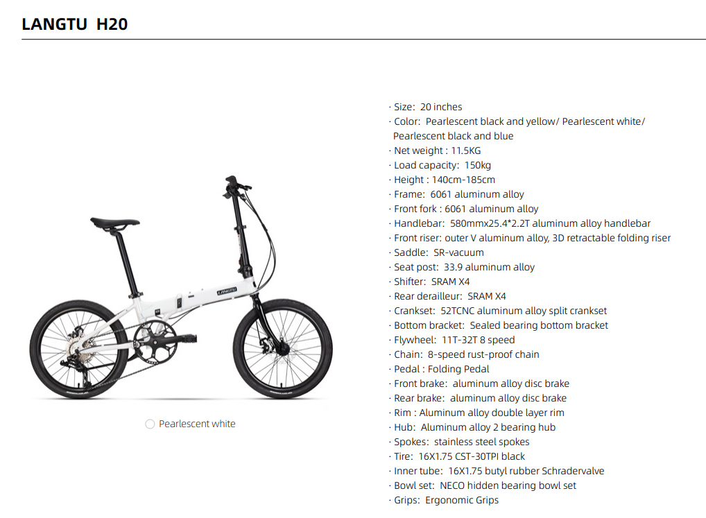 LANGTU Folding Bike 20“ inch