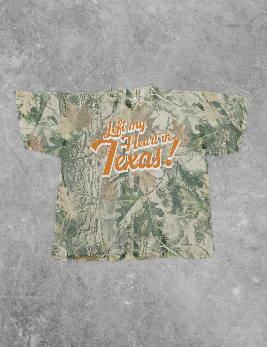 Left My Heart in Texas Camo Boxy Cotton T-Shirt
