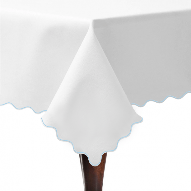 Scallop Embroidery Sateen Cotton Solid Table Cloth