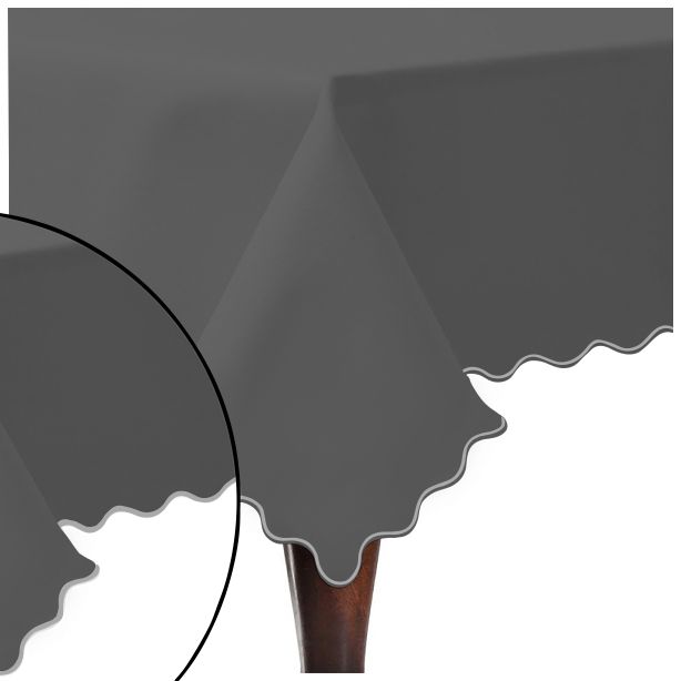 Scallop Embroidery Sateen Cotton Solid Table Cloth - Dark Grey