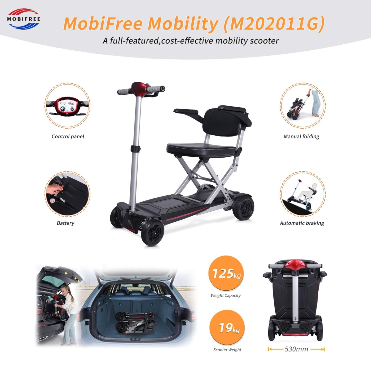 Lightweight Powered Folding Mobility Scooter For Adults And Seniors (SAK53214)