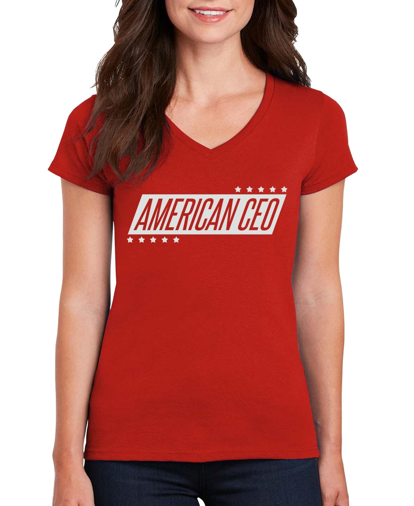 10 Stars American CEO Women’s V-Neck T-Shirt