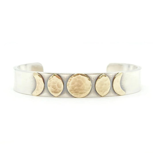 moonphasecuffbraceletinsterlingsilverandbrass - shoponestop.store