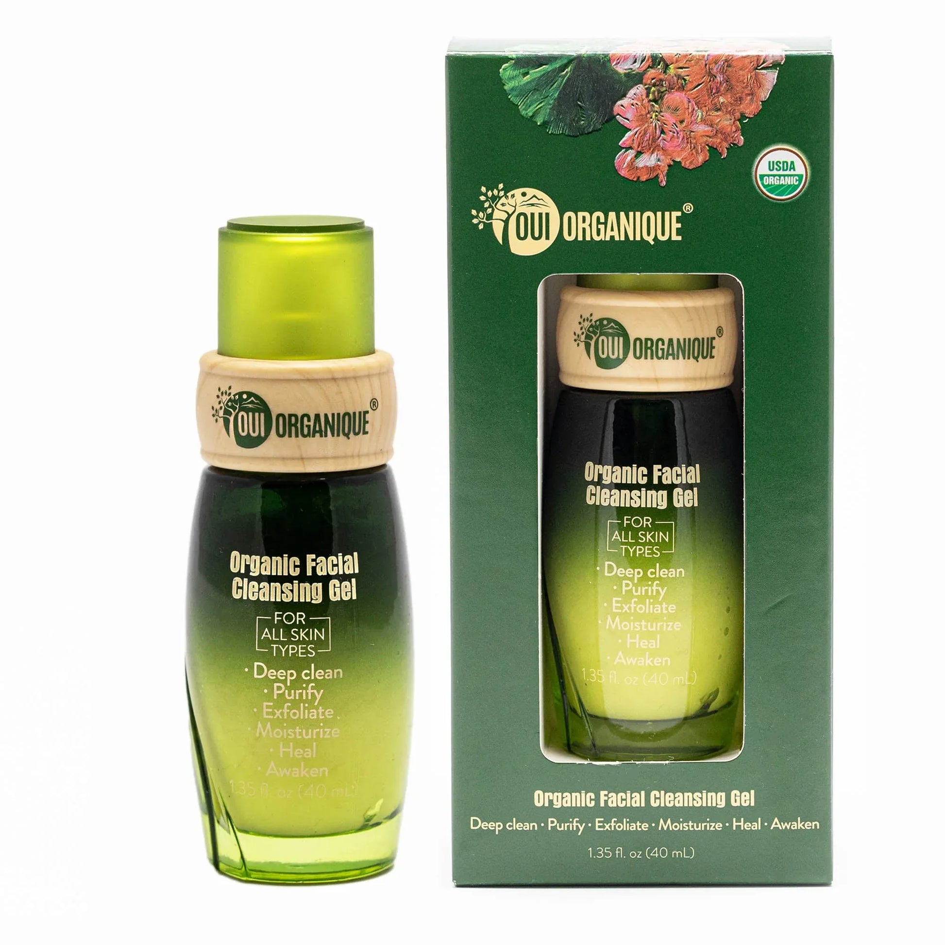 oui-organique-best-value-certified-organic-anti-aging-value-pack-skincare-set-facial-cleansing-gel-bottle-box-front - shoponestop.store