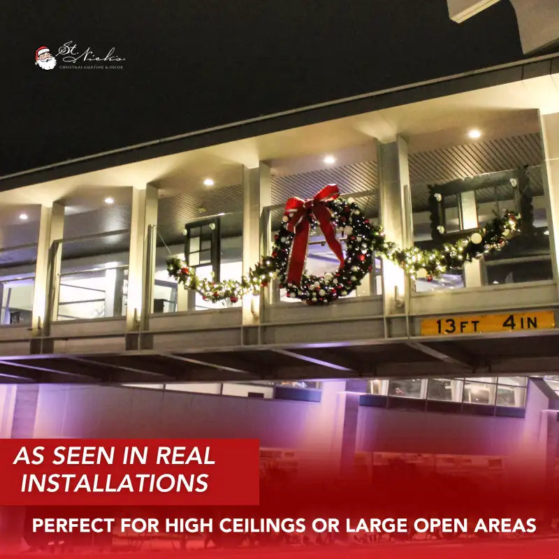 Pre-Decorated Christmas Wreath with Warm White Lights Red/White/Silver