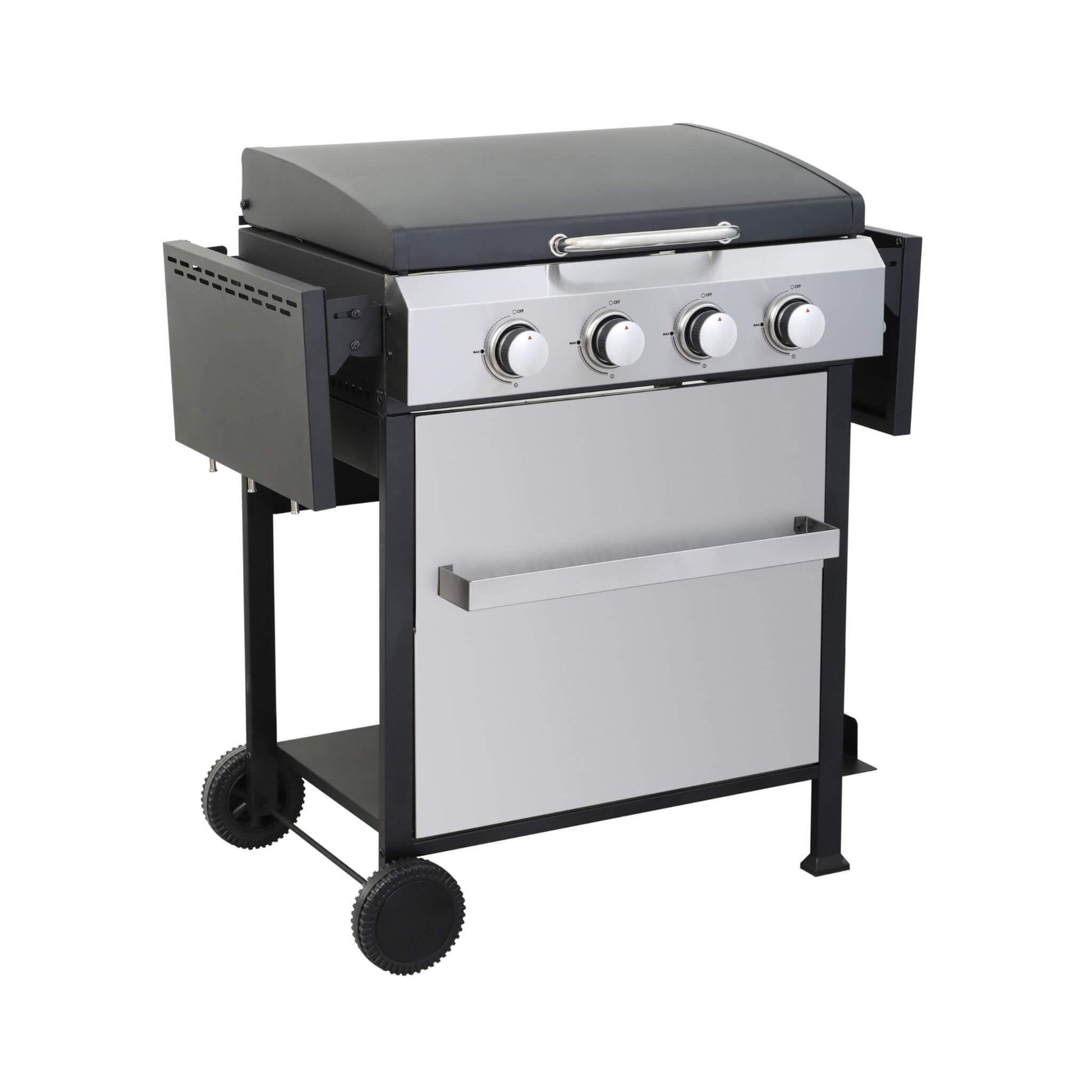 Premium Outdoor 4-Burner Propane BBQ Grill with Side Tables