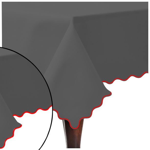 Scallop Embroidery Sateen Cotton Solid Table Cloth - Dark Grey