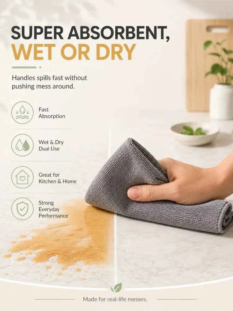 Reusable Paper Towels Microfiber Cleaning Cloths Tear Away Washable Roll For Kitchen Counters Heavy Duty Degreasing Dishwashing