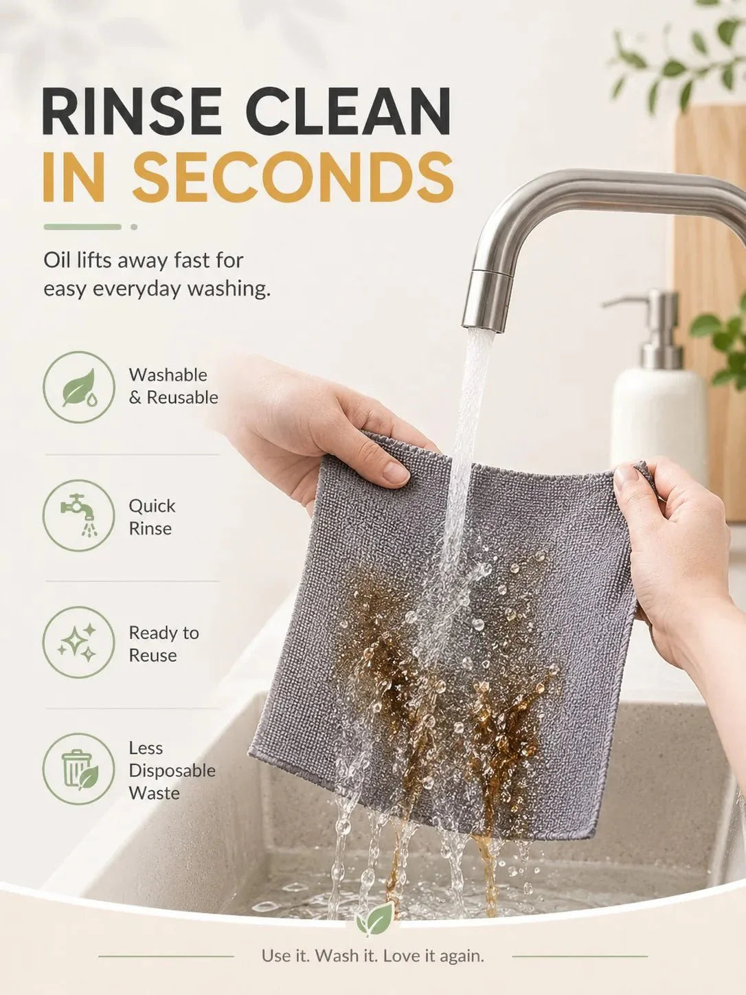 Reusable Microfiber Cleaning Cloths Tear-Away Roll