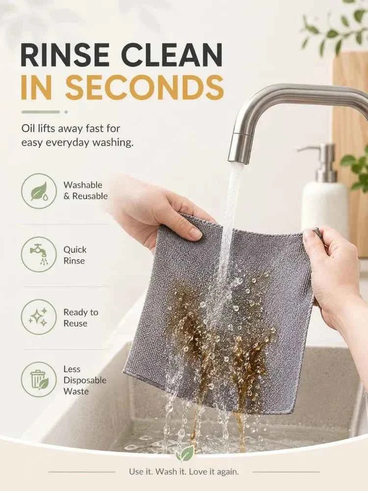 Reusable Paper Towels Microfiber Cleaning Cloths Tear Away Washable Roll For Kitchen Counters Heavy Duty Degreasing Dishwashing
