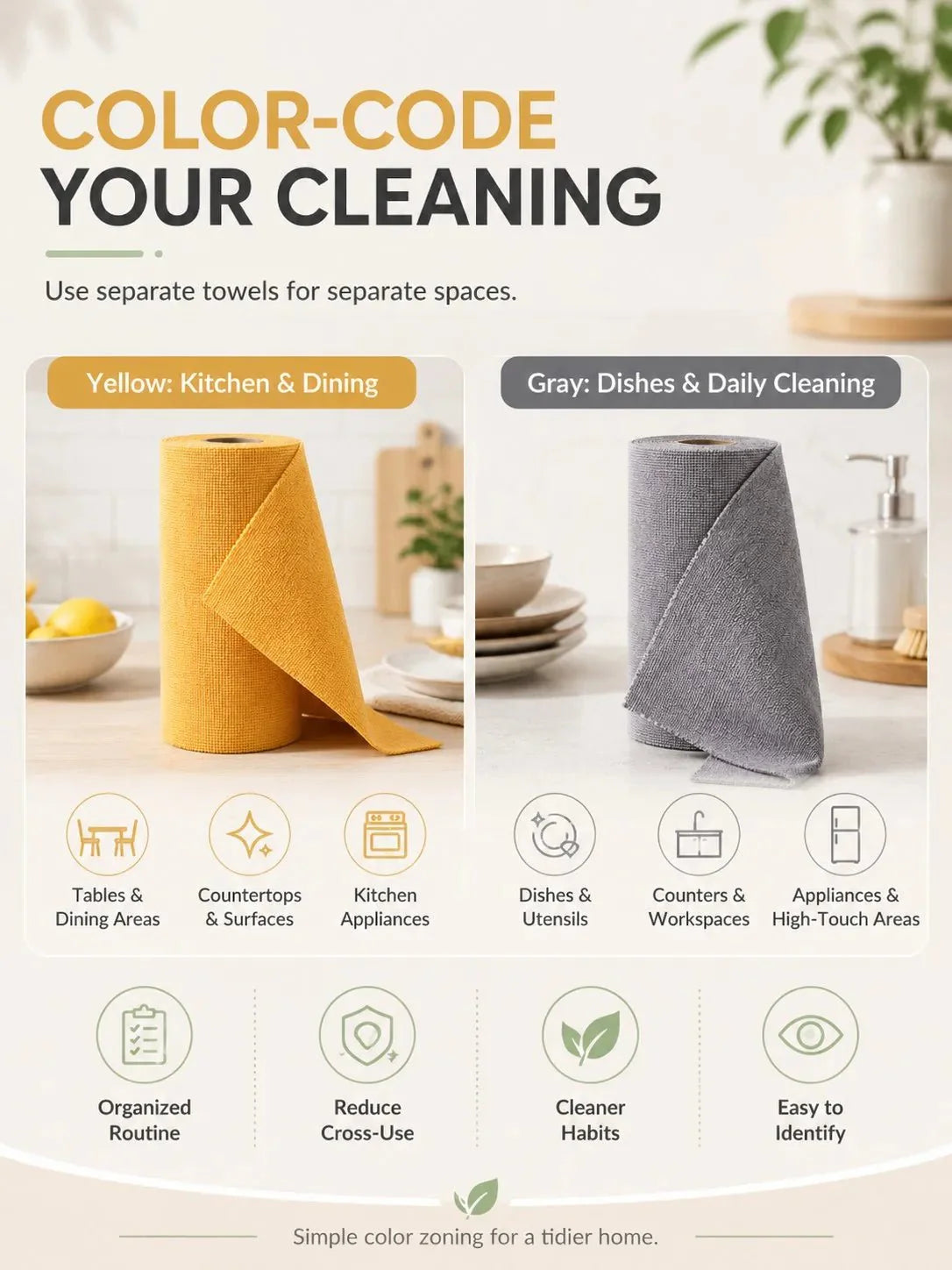 Reusable Microfiber Cleaning Cloths Tear-Away Roll