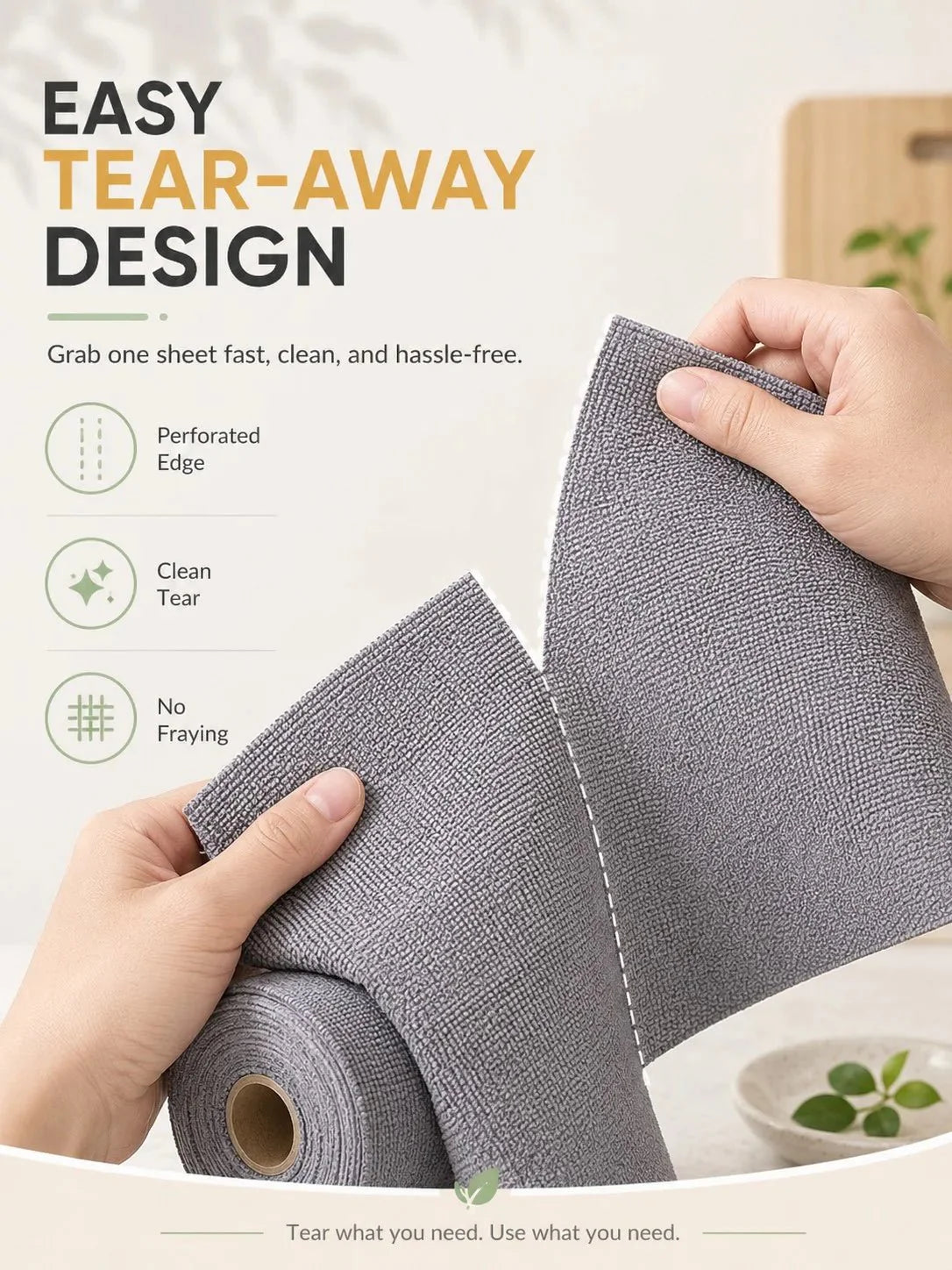 Reusable Microfiber Cleaning Cloths Tear-Away Roll