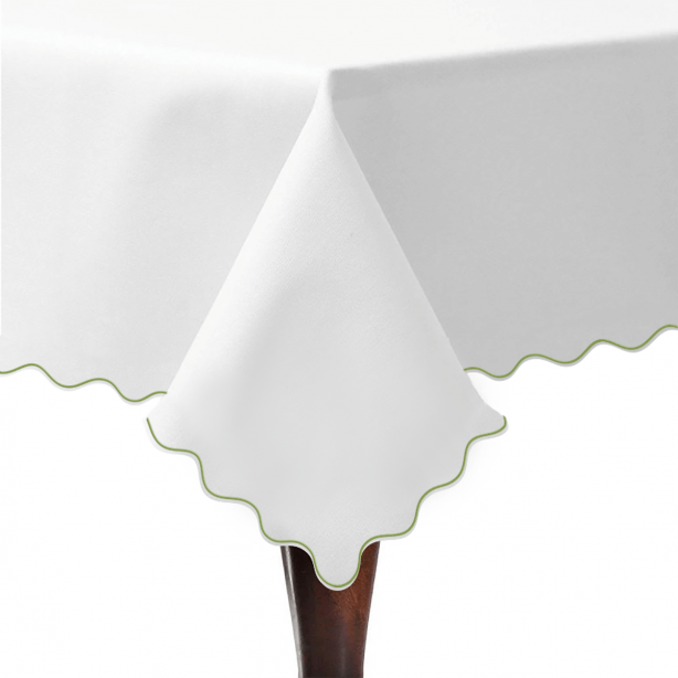 Scallop Embroidery Sateen Cotton Solid Table Cloth