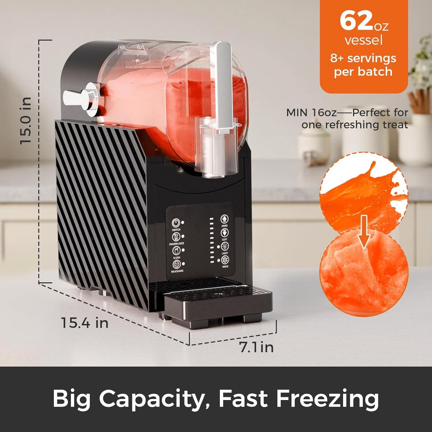 Slushie Machine for Home, Frozen Drink Maker with 3 Preset Modes