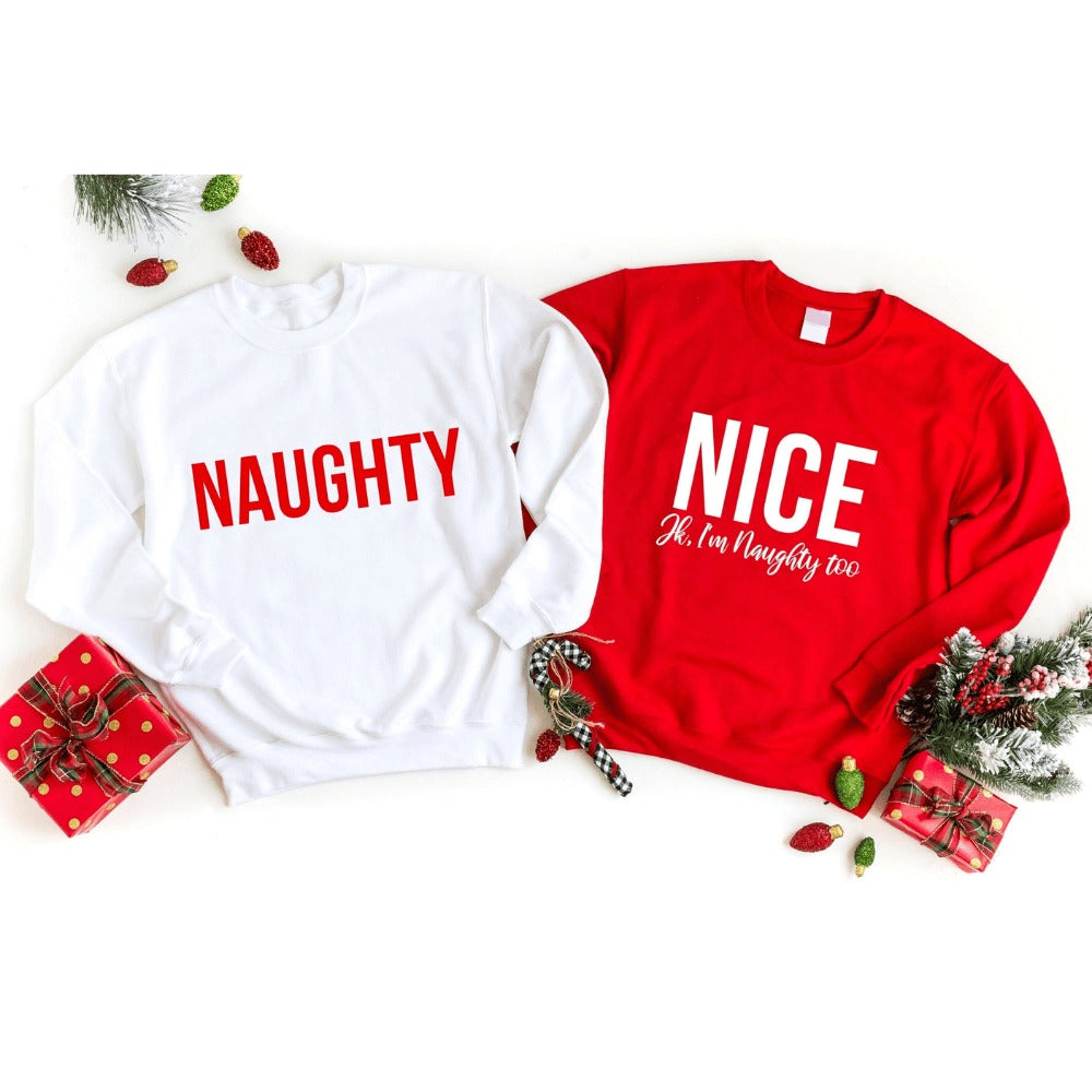 Christmas Naughty & Nice Couples Sweatshirt