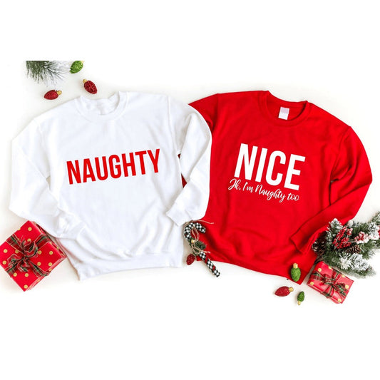 Christmas Naughty & Nice Couples Sweatshirt