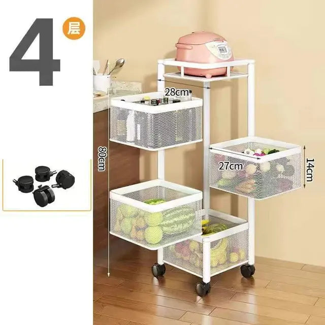 Stackable Metal Rotating Basket Rack with Wheels